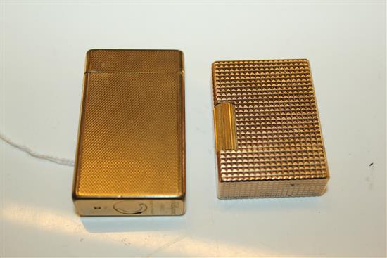 Two Dupont gold-plated cigarette lighters